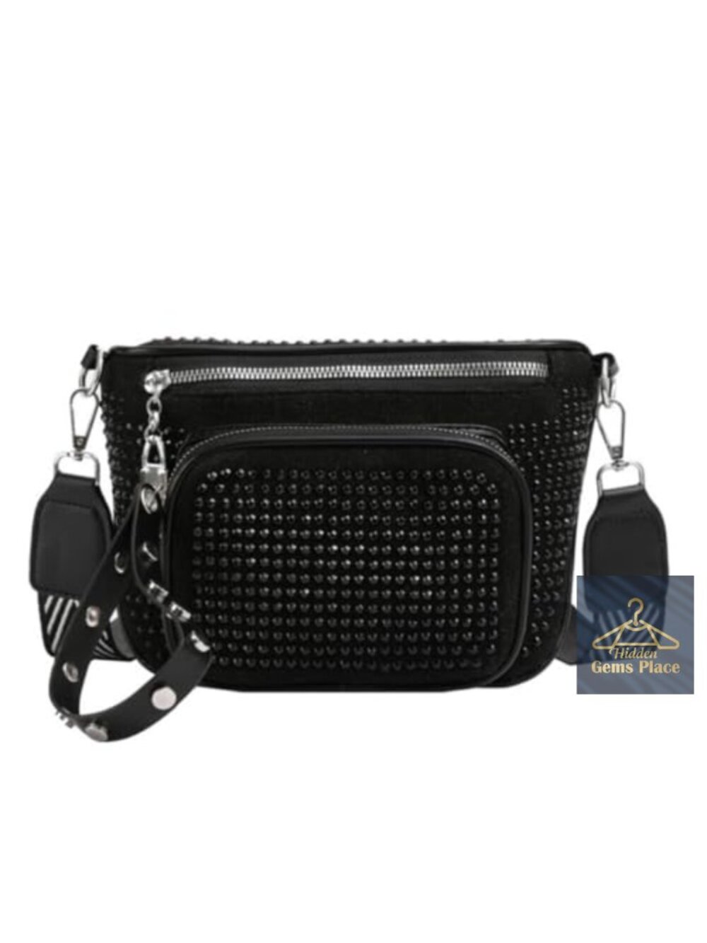 Vegan Leather Cross Chest Bag Rivets Fringed Shoulder Handbag Purse Waist Bag